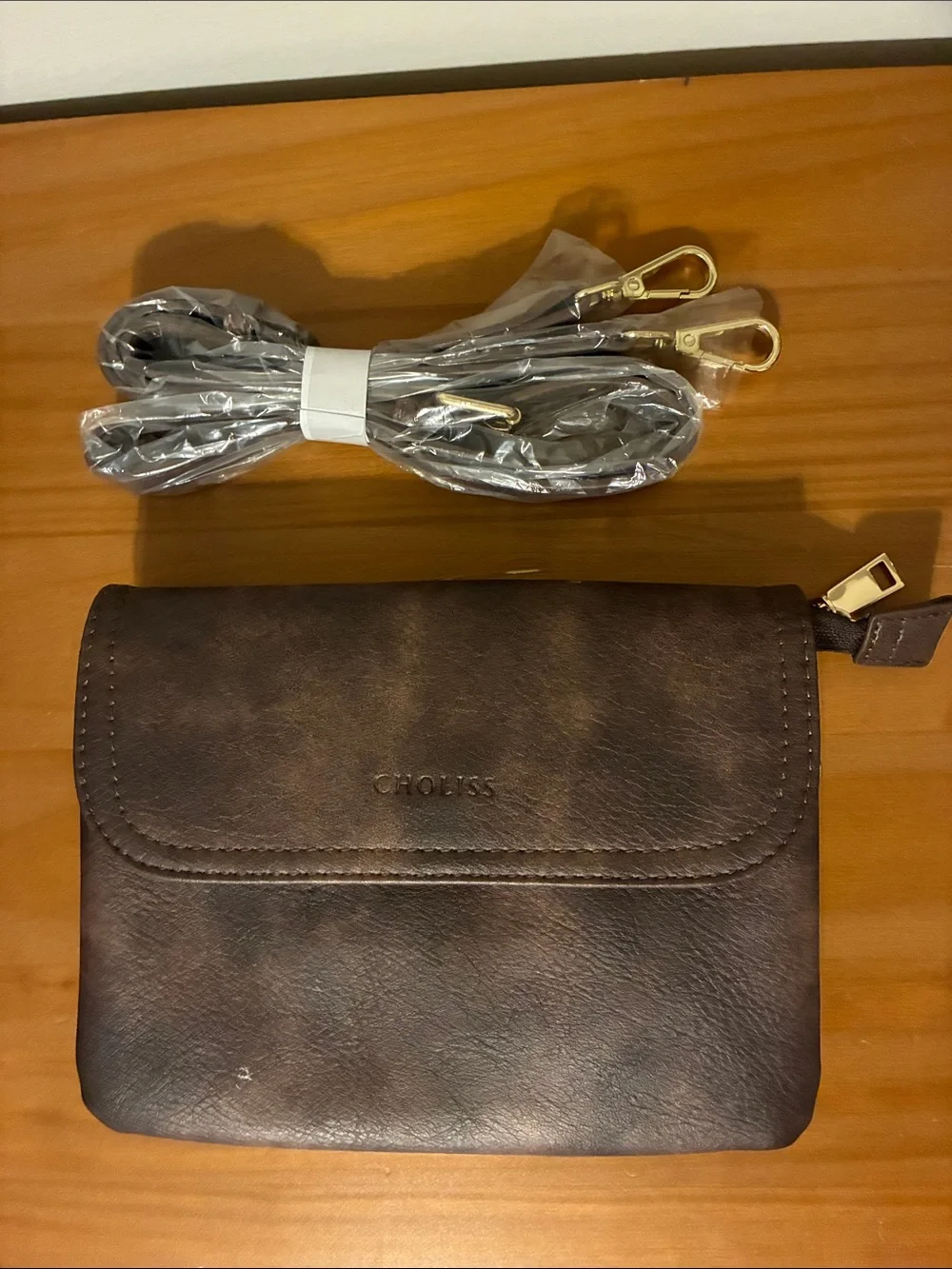 Dark Brown Faux Leather Wristlet Wallet